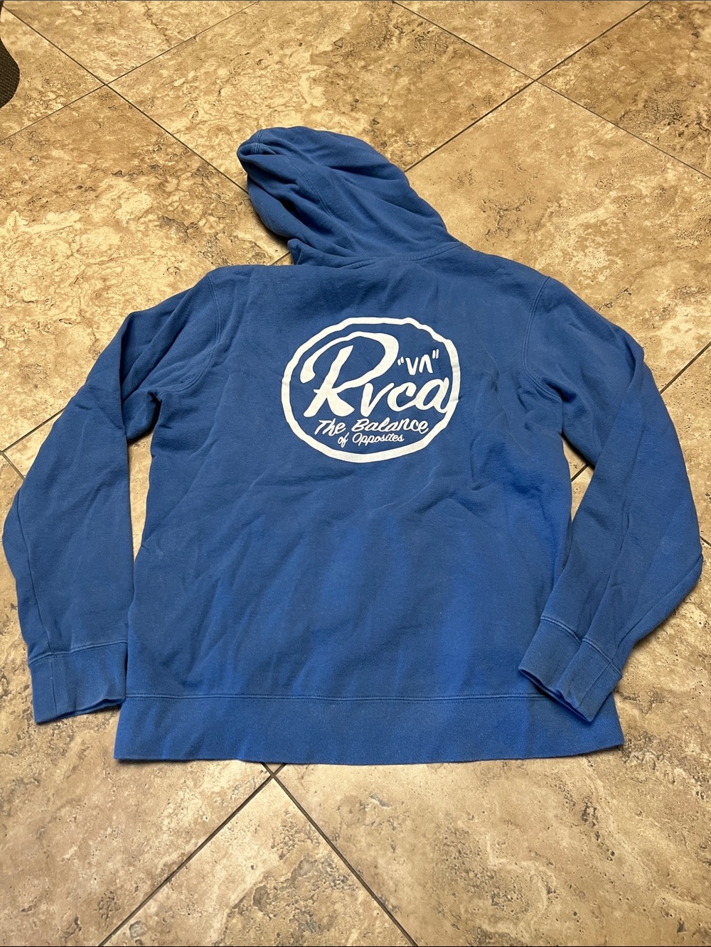 RVCA Blue Pullover Hoodie with White Logo